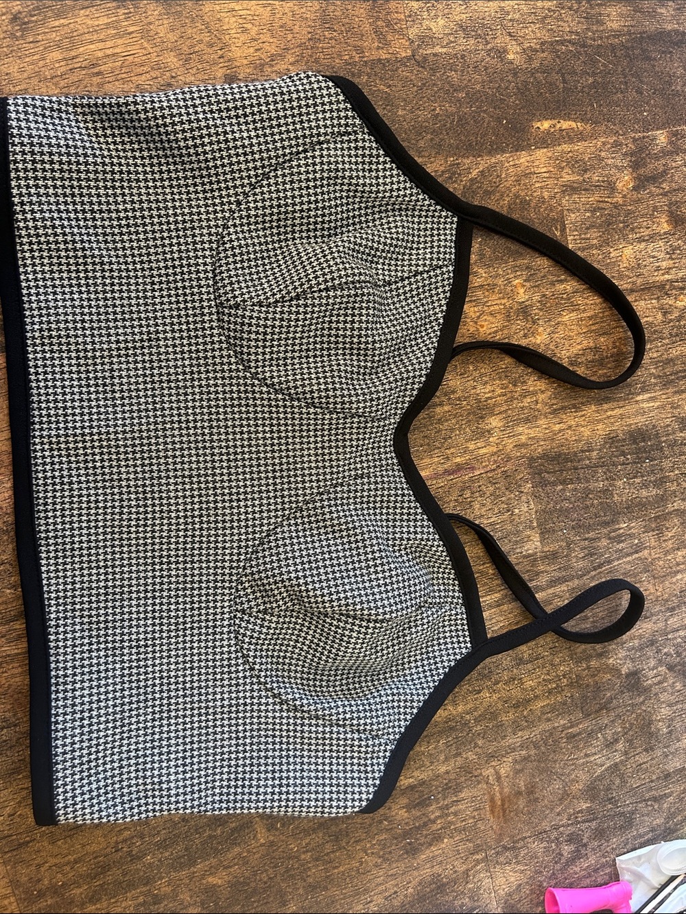 SHEIN Black & White Houndstooth Longline Bralette
